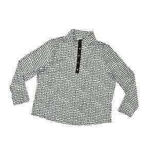 Chico's Women's Black White Geometric Print Long Sleeve Sweater Size 3 Snap